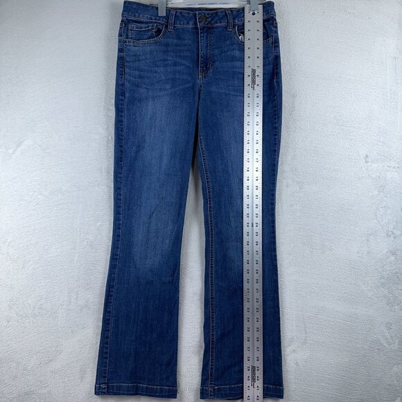 Time and Tru Bootcut Jeans Embroidered Pockets Womens Dark Tint Size 14 - Picture 6 of 11